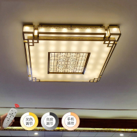 古达新中式吸顶灯客厅灯餐厅大气长方形铜灯卧室灯古典大厅铜灯具