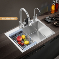 古达厨房水槽单槽家用304不锈钢手工洗菜盆台中台下盆洗碗槽水池