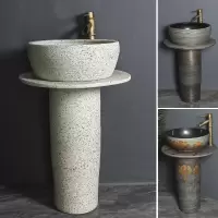 古达庭院户外陶瓷立柱盆别墅花园阳台落地一体立柱式洗脸盆洗手盆室外