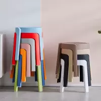 古达塑料凳子加厚家用餐桌熟胶凳简约高板凳北欧客厅靠背方圆风车登子