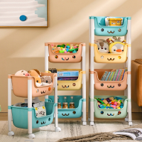 古达小推车置物架儿童玩具收纳架家用书架绘本架可移动多层整理架