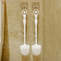 古达马桶刷无死角不锈钢免打孔替换刷头长柄软毛不伤蹲便器家用卫生间