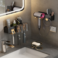 古达牙刷置物架卫生间免打孔漱口杯轻奢牙杯壁挂式收纳架电动牙刷架子