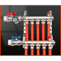 铜地暖管分水器4路56路家用地热管古达大流量集水器阀门配件