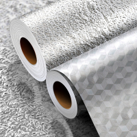 厨房防油贴纸防火耐高温墙贴防潮墙纸自粘台面柜子锡箔纸