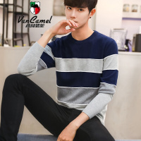 西域骆驼男装圆领毛衣男士针织衫男秋冬季冬装毛线衣