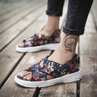 西域骆驼2019新夏季ins老爹凉鞋男士沙滩鞋百搭运动休闲韩版迷彩潮流拖鞋