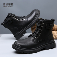 熠步骆驼男鞋高帮马丁工装鞋皮面经典百风男款潮流休闲男鞋