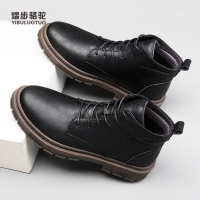 熠步骆驼男鞋冬季加绒保暖马丁靴男