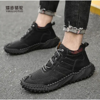 熠步骆驼男鞋中邦缝线手工鞋单棉同款冬季棉鞋