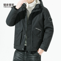 熠步骆驼男冬季羽绒服男青年户外穿多口袋连帽工装外套上衣