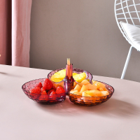 法耐多层水果盘客厅零食收纳盒糖果盘现代创意塑料茶几家用干果盘果篮年货_葡萄紫一层加厚高透