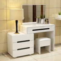 简约现代梳妆台法耐卧室白色烤漆伸缩化妆桌网红多功能简易化妆台