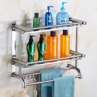 卫生间置物架免打孔浴室不锈钢毛巾架法耐厕所洗手间洗漱台壁挂收纳架_平杆40cm单层普通款