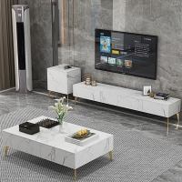 简约现代岩板电视柜茶几组合套装法耐小户型客厅家用北欧地柜轻奢风