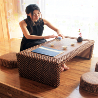 藤编日式小茶几榻榻米桌子法耐禅意茶桌简约窗台矮桌阳台电脑飘窗桌