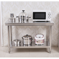 不锈钢工作台桌子双层厨房法耐操作台饭店切菜案板打包装桌