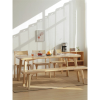 定制日式简约白蜡实木餐桌餐桌椅组合法耐北欧小户型家用长方形饭桌原木工作台