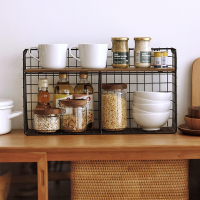 铁艺双层置物架落地法耐(FANAI)多层卧室床头厨房杂物收纳架子桌面储物