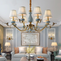 美式客厅灯具餐厅大气简约法耐(FANAI)创意陶瓷双层2021新款欧式卧室吊灯