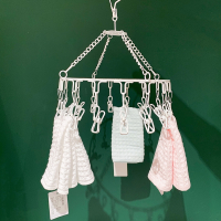 自留推荐北欧简约线条铁艺法耐(FANAI)纯白多夹子圆形防风挂钩内衣袜子衣架