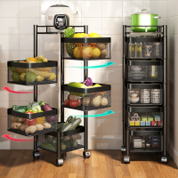 厨房菜篮子置物架落地多层法耐(FANAI)可旋转蔬菜水果收纳筐多功能夹缝储物架