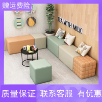 早教学校培训机构等候接待休息区法耐(FANAI)创意简约美发室皮艺长条沙发组合