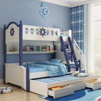 高低床儿童双层床成年小户型法耐(FANAI)子母床交错式两层多功能蓝色上下铺床