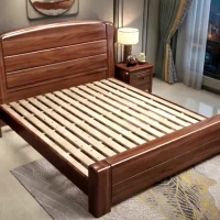 胡桃木床家用中式大床1.5米1.8米厂现代简约单双人胡桃木床