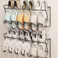 法耐免打孔门后鞋架门口家用简易收纳浴室拖鞋沥水架壁挂式鞋架子