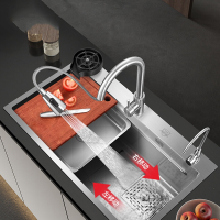 法耐(FANAI)洗菜盆单槽厨房水槽家用双台阶洗碗槽台下盆