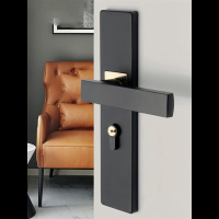 美式门锁室内卧室古达房门锁黑色卫生间门把手锁子家用锁具
