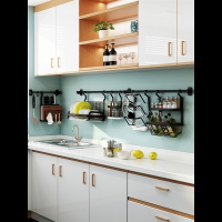 厨房置物架古达不锈钢壁挂式挂件免打孔黑色沥水碗碟架刀架收纳架