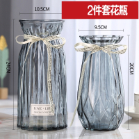 法耐(FANAI)二件套欧式玻璃花瓶透明彩色水培植物花瓶客厅装饰摆件插花瓶