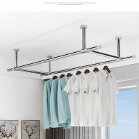 古达晾衣杆阳台顶装304不锈钢固定式晾衣架挂凉衣杆吊顶式杆式晒衣架