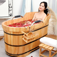 古达 沐浴桶 泡澡木桶加厚大人木浴缸家用汗蒸成人洗澡浴盆大号沐浴桶 WY-扶手浴桶01