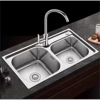 古达厨房304不锈钢水槽双槽加厚一体成型手工单水池洗碗洗菜盆洗手盆