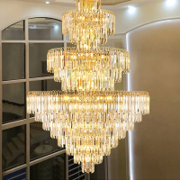 锦兆家居现代轻奢旋转楼梯灯楼中楼中空别墅复式楼客厅水晶大吊灯