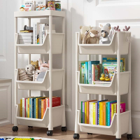 古达可移动书架置物架儿童玩具收纳架多层家用小推车带轮落地简易书柜