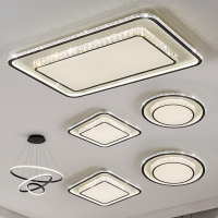 锦兆家居水晶吸顶灯轻奢大气客厅灯简约现代长方形卧室灯餐厅灯具套装