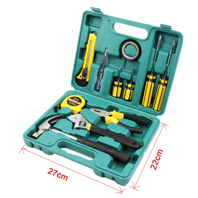 古达工具12件套礼品工具箱家用工具盒家庭工具套装组合工具