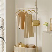 聚宸兴衣架落地卧室多功能小型挂衣架极简角落不占地奶油风脏衣篓衣帽架