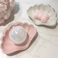 陶瓷贝壳肥皂碟高级轻奢创意可爱的肥皂盒沥水家用高档香皂置物架