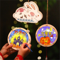 万圣节手绘灯笼法耐儿童手工DIY南瓜灯古风材料包手提发光创意兔子灯