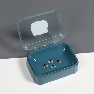 法耐(FANAI)肥皂盒创意带盖沥水便携式学生宿舍卫生间家用浴室香皂盒子有翻盖_蓝色1个装