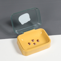 法耐(FANAI)肥皂盒创意带盖沥水便携式学生宿舍卫生间家用浴室香皂盒子有翻盖_黄色1个装