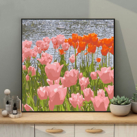 法耐DIY礼品数字油画郁金香花卉填充油彩画手工手绘涂色填色