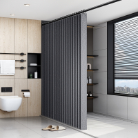 法耐浴帘套装免打孔隐形卫生间浴室隔断帘淋浴折叠高档干湿分离