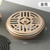 法耐(FANAI)不锈钢蚊香盒托盘架子家用带盖接灰盘创意香炉户外蚊香盘_金色1个装