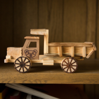 法耐(FANAI)竹制品摆件创意装饰竹木工艺品模型玩具风车水车书架摆设家居道具_木制货车